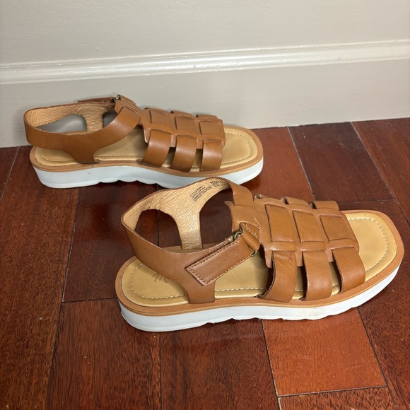 Madewell sz 8 Leather Fisherman Flatform Sandal English Saddle Brown Platform - Picture 3 of 9
